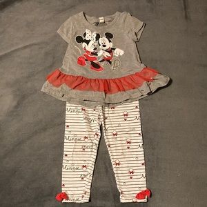 Mickey Mouse and Minnie Mouse Girls 3T Outfit short sleeve shirt and pants